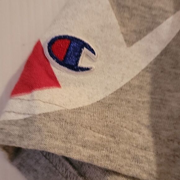 Champion Heritage Athletic Gray All Over Script Logo Crop Top T Shirt Medium - Picture 8 of 10